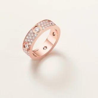 Prsten Love, klasický model, s pavé, 6 diamantů