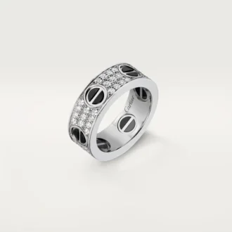 Prsten Love, osázený diamanty, keramika – bílé zlato, keramika, diamanty – Cartier