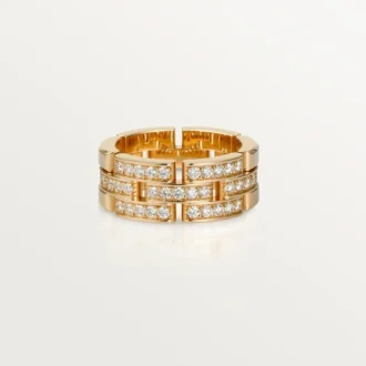 Prsten Maillon Panthere, 3 řady s polovičním diamantovým pavé – růžové zlato, diamanty – Cartier