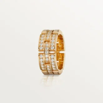 Prsten Maillon Panthere, 3 řady s polovičním diamantovým pavé – růžové zlato, diamanty – Cartier