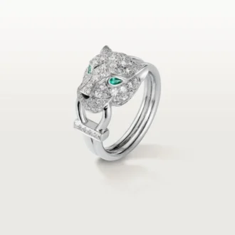 Prsten Panthere De Cartier – bílé zlato, diamanty, smaragdy, onyx – Cartier