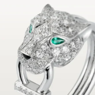 Prsten Panthere De Cartier – bílé zlato, diamanty, smaragdy, onyx – Cartier