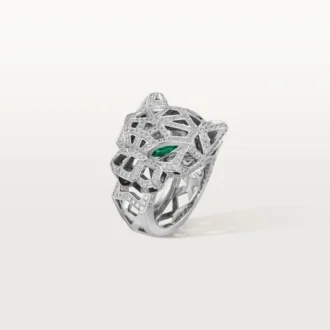 Prsten Panthere De Cartier – bílé zlato, onyx, smaragdy, diamanty – Cartier