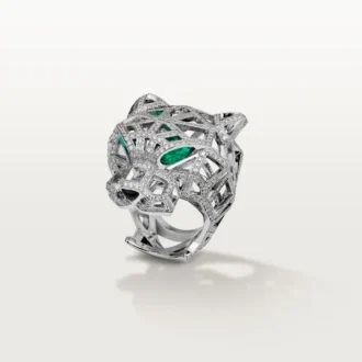 Prsten Panthere De Cartier – bílé zlato, smaragdy, onyx, diamanty – Cartier