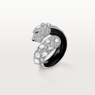 Prsten Panthere De Cartier, černý lak, pavé