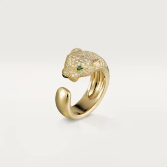 Prsten Panthere De Cartier – žluté zlato, diamanty, smaragdy, onyx – Cartier