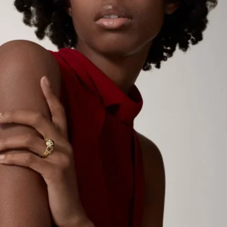 Prsten Panthere De Cartier – žluté zlato, lak, diamanty, tsavoritový granát – Cartier