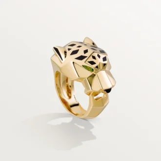 Prsten Panthere De Cartier – žluté zlato, lak, tsavoritový granát, onyx – Cartier