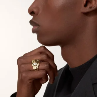 Prsten Panthere De Cartier – žluté zlato, lak, tsavoritový granát, onyx – Cartier
