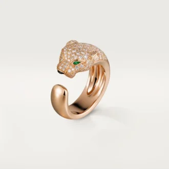 Prsten Panthere De Cartier – růžové zlato, diamanty, smaragdy, onyx – Cartier