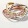 Prsten Trinity Cushion, klasický model, s pavé
