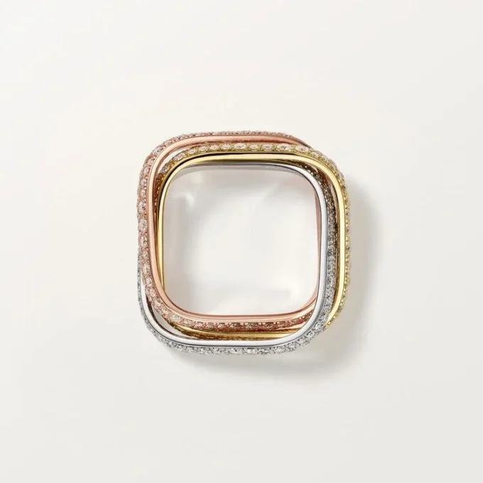 Prsten Trinity Cushion, klasický model, s pavé