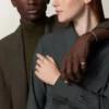 Prsten Trinity, ve tvaru polštáře, velký model, s polopavé