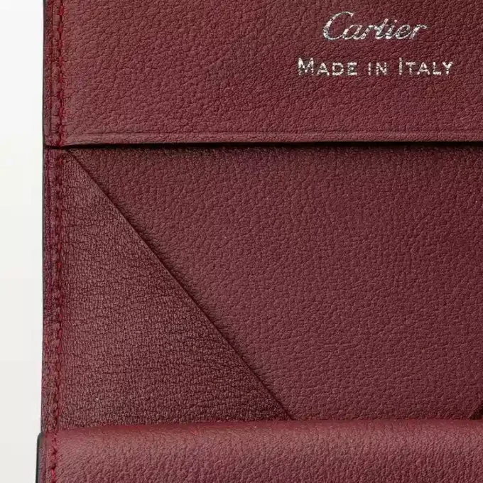 Čtvercová peněženka, Must De Cartier – černá telecí kůže, povrchová úprava z nerezové oceli – Cartier